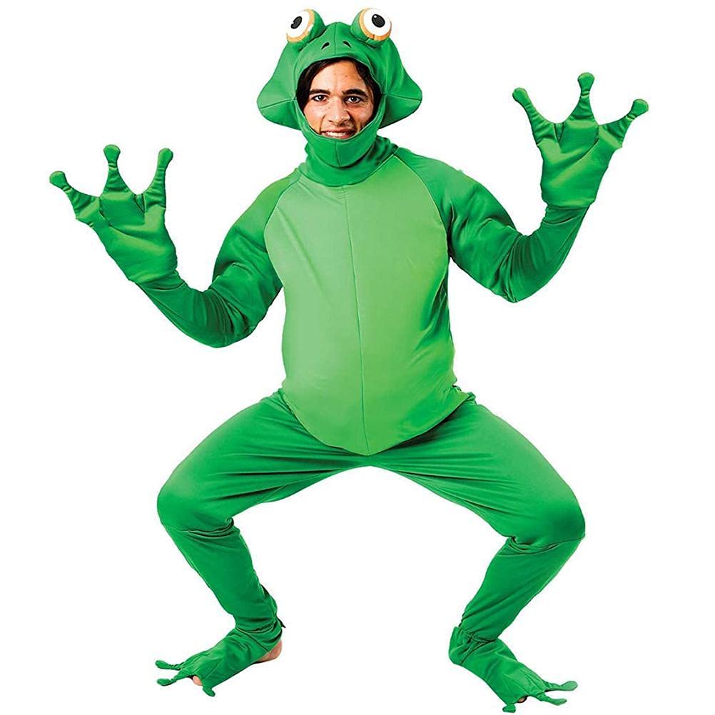 Halloween Adult Frog Costume Party Onesie Cosplay Jumpsuit Outfit, Green Animal Costume,One-piece Costume for Christmas, Trick or Treat Event - S