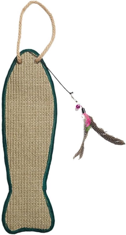 Rascador de sisal natural para gatos y juguetes colgantes de pared