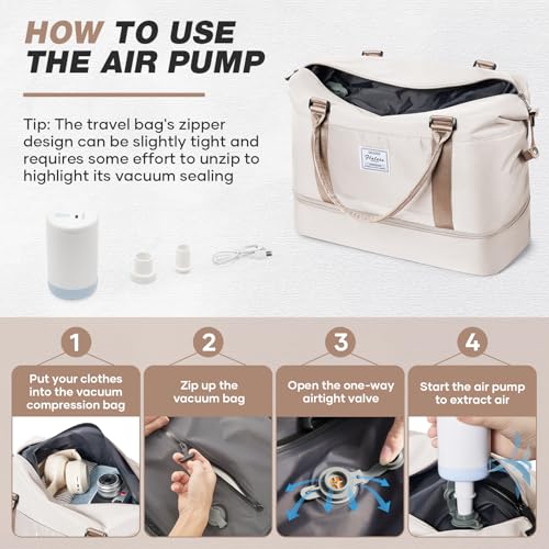 duffle bag for travel,Weekender Bags for Women,vacuum bags for travel,carry on luggage 22x14x9 airline approved，carry on Gym Bag for Men，Overnight bag，hospital bag for women labor delivery，beige4