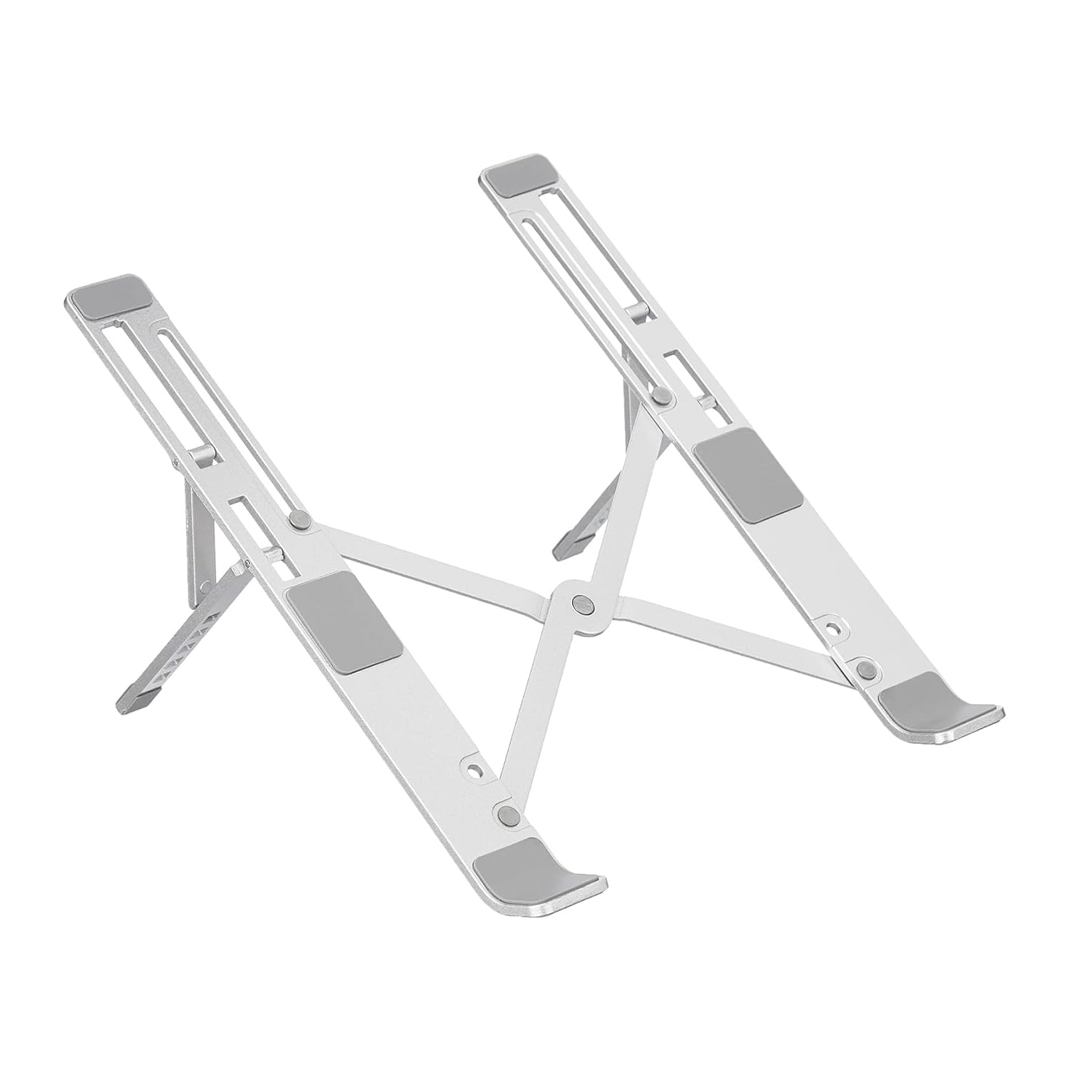 amazon basics Laptop Stand, Height-Adjustable, Foldable, Portable, Ventilated, Fits Up to 15.6-Inch Laptops (Aluminium Alloy, Silver)-picture-32