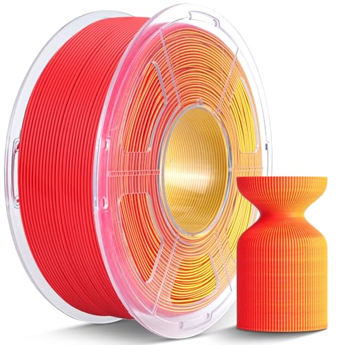 Image of JAYO Dual Color Matte PLA 3D Printer Filament 1.75mm, Yellow-Red Two-Tone PLA, Matte Finish Hides Layer Lines, ±0.02mm Accuracy, 1.1kg (2.42 lbs) Spool, Fit Most FDM Printers