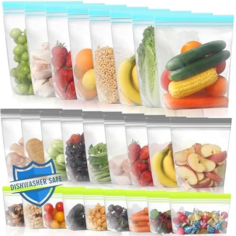 Lerine 26 Pack Reusable Freezer Bags Cover