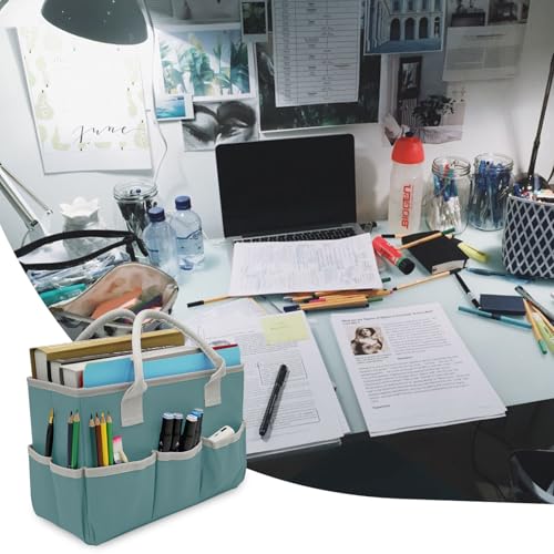 Image of Cupohus Art Organizer Craft Storage Tote Bag with Multiple Pockets (Green)