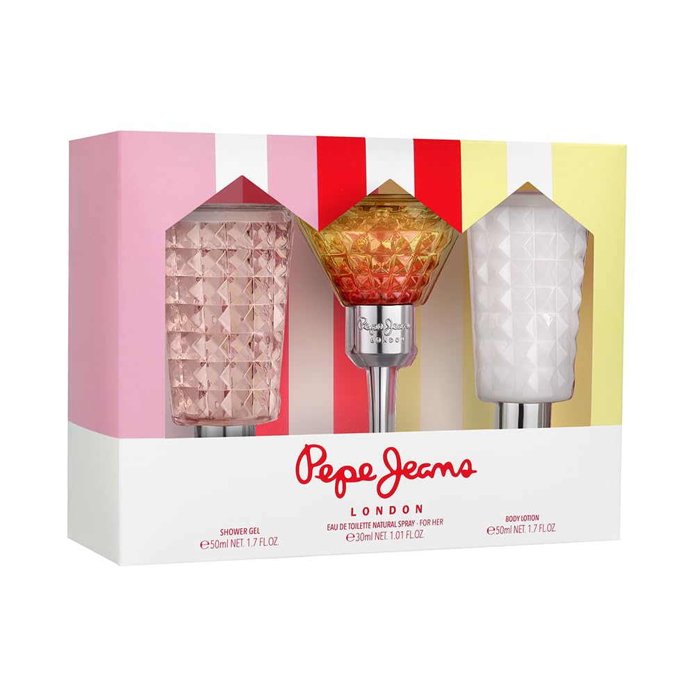 Pepe Jeans Cocktail Edition Para Ella Estuche Regalo Perfumes de Mujer Pack de 3 Piezas Eau de Toilette 30ml, Body Lotion 50ml y Shower Gel 50ml Set Fragancia Floral, Afrutada y Tropical