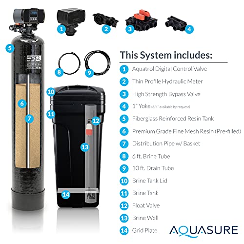 Aquasure Harmony Series Water Softener Plus Iron Removal W/Aquatrol Digital Control Head And Premium Grade Fine Mesh Resin (48,000 Grains) #TOP7