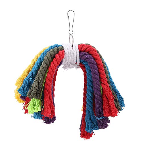 Akozon Corda de Algodão Colorida Brinquedo de Pássaro Pendurado para Papagaios - Mastigação e Brinqu