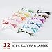 amoolo Safety Glasses for Men Women, Clear Eye Protection for Worl, Lab, Construction (Colorful Temple/Kid's Size, 24 Pack)