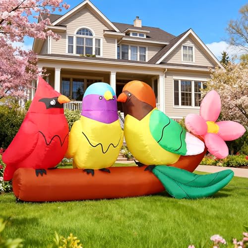 Décoration de printemps gonflable oiseaux et fleurs DomKom 2,4m avec éclairage LED - 8