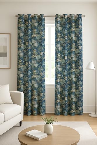 Image of Ultimate Trends Polyester Room Darkening Curtains for Doors and Window, Eyelets Curtain Block Up to 65% to 70% Sunlights, 7 FEET Packof 2,Deep Teal Blue
