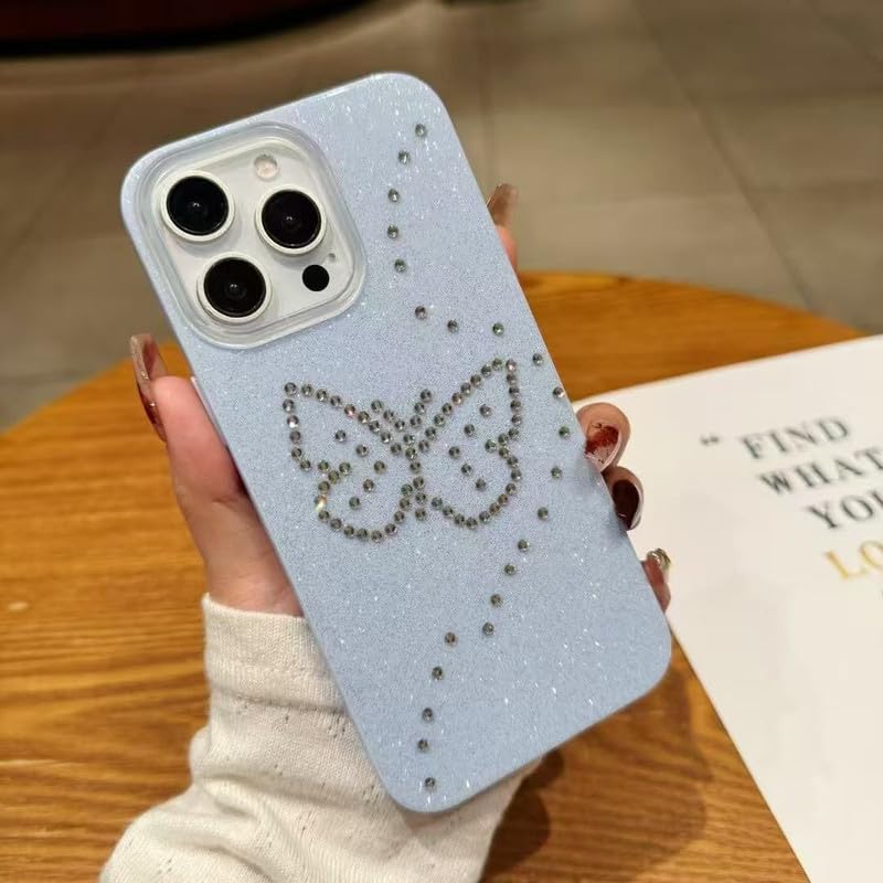 Image of ZR014 for iPhone 15 Pro Max Back Case Cover | Diamond Butterfly Sparkel Design Slim Fit | Camera Protection | Shockproof TPU Case - Green