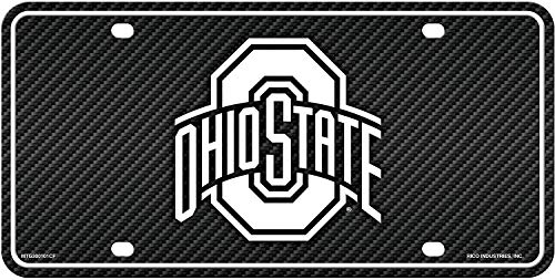 Rico MTG300101CF Ohio State University - Carbon Fiber Design - Metal Auto Tag
