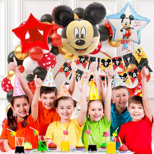 Image of Rozi Decoration Mikkey Theme Birthday Balloons Decorations Combo Set of 58 Pcs Mikkey Bday Decoration Items For Boy, Cartoon Foil Balloons for 1st Birthday Decoration