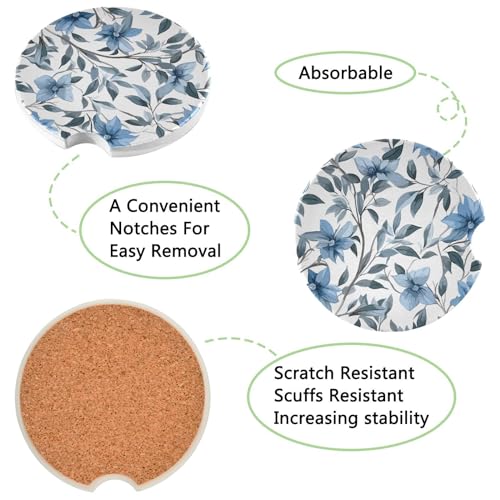 Burbuja Portavasos para Carro Azul Floral 2 Piezas miniatura 2