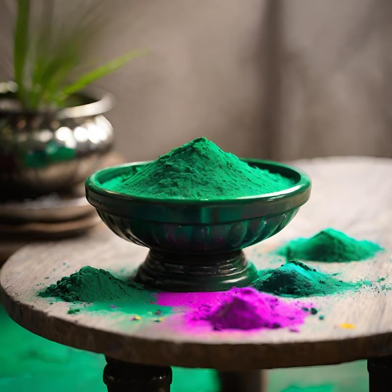 Image of Herbal and Organic Holi Colors | Eco Friendly | Dark Green Color 250gm | Natural and Skin-Friendly Gulal | Handmade and Non-Toxic | Holi Ke Rang | Holi Celebration | Stain Free