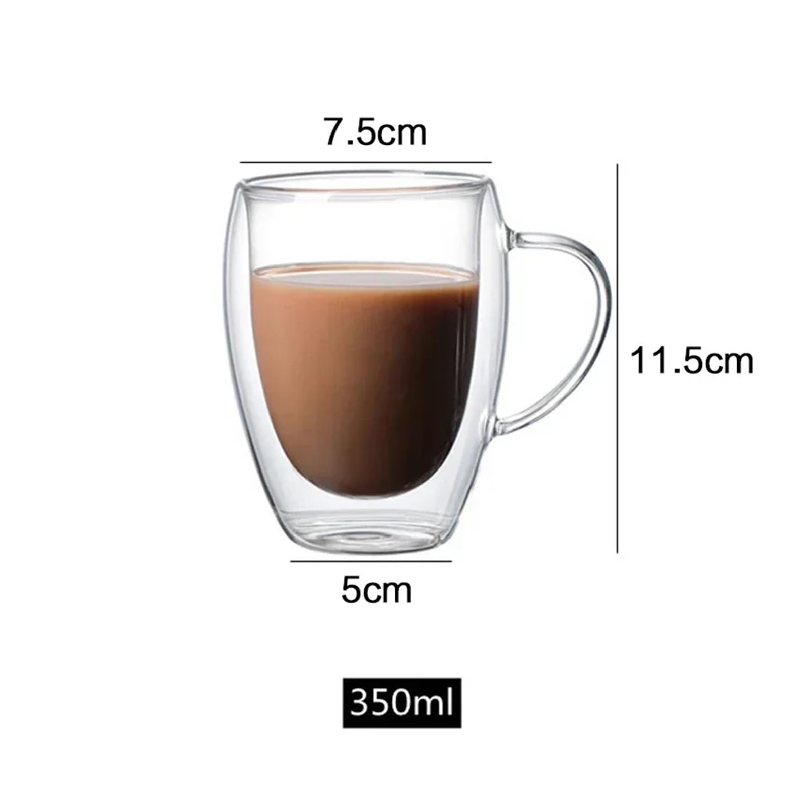 Szklany kubek do kawy z podwójnymi ściankami (3 szt., Coffee Glass 350 ml)