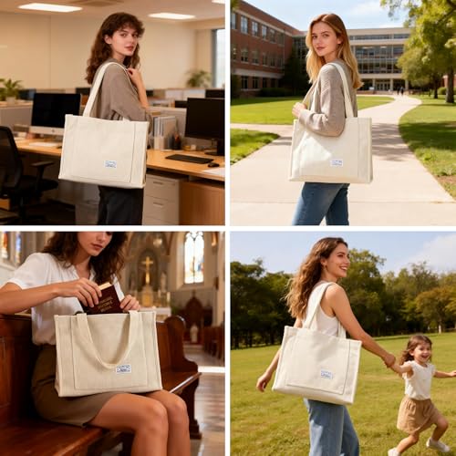 Bolso Tote ligero para mujer 2 piezas color off white miniatura 2