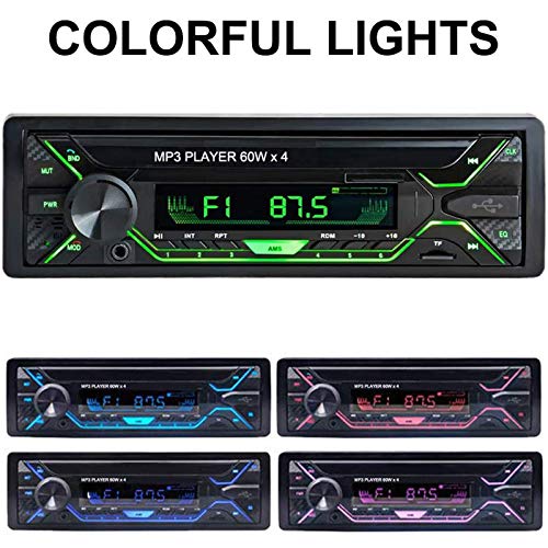 Aigoss Car Stereo with Bluetooth, Single Din Radio FM Media Player USB/TF/SD/AUX Audio Receiver, Hands Free Calling with Wireless Control and Multi Color Illumination - Thumbnail 3