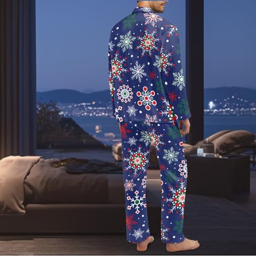 Snowflake Pajamas Matching Christmas Pajamas for Couples Pjs Comfy Pjs Button Down Sleepwear 2 Piece Long Sleeve Lounge Set Soft Nightwear with Pockets4