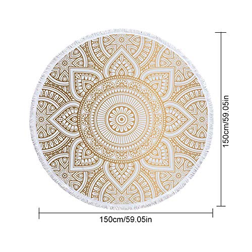 EAZHOP Mikrofaser Rund Strandtuch 150cm, super saugfähig, Sandfreie Strand- und Schwimmhandtücher für Männer und Frauen (Gold)