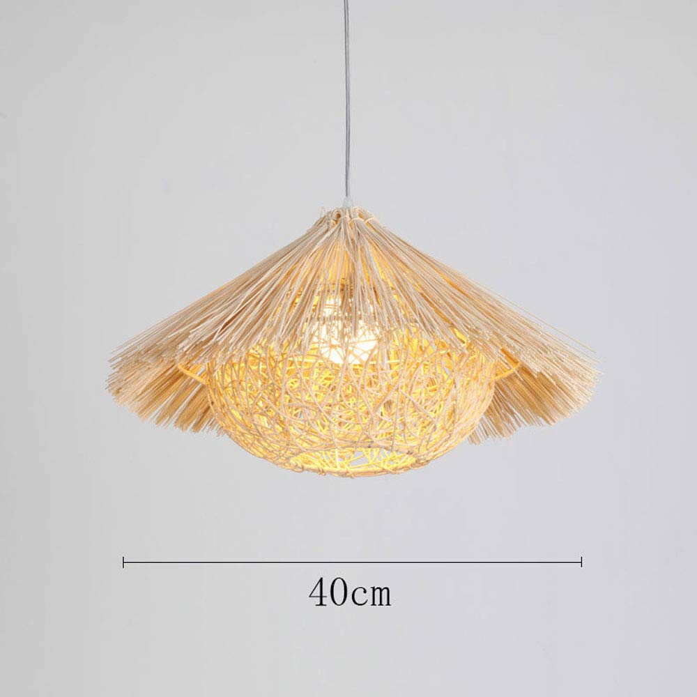 Araña De Mimbre del Sudeste Asiático Pantalla Comedor Mimbre Lámpara Colgante De Bambú Tejida A Mano con Cordón Ajustable Iluminación Retro Creativa De Nido De Pájaro