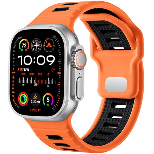 Odbeai Sport Band for Apple Watch 42–49mm (Series 1–11, Ultra 2) – Orange/Black