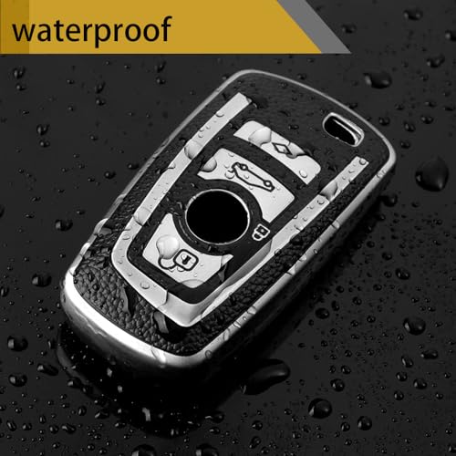 Image of Key Fob Cover for BMW, Braided Loop Keychain Accessory, Silver