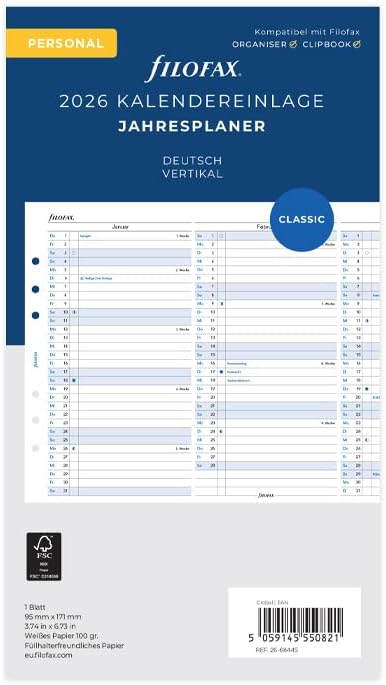 FILOFAX Kalendereinlage A5 Professional Jahresplaner (Deutsch)2025