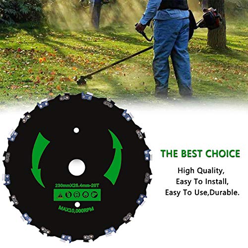 IRmm 9" x 20T Chainsaw Tooth Brush Blade & 10" x 80T Carbide Tip Brush Blade with Adapter for Cutter, Trimmer, Weed Eater (1" Arbor)
