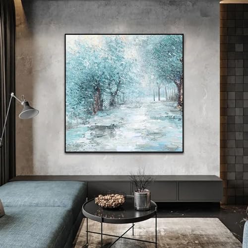 Peinture abstraite d'arbre bleu azur pour une ambiance sereine chez soi