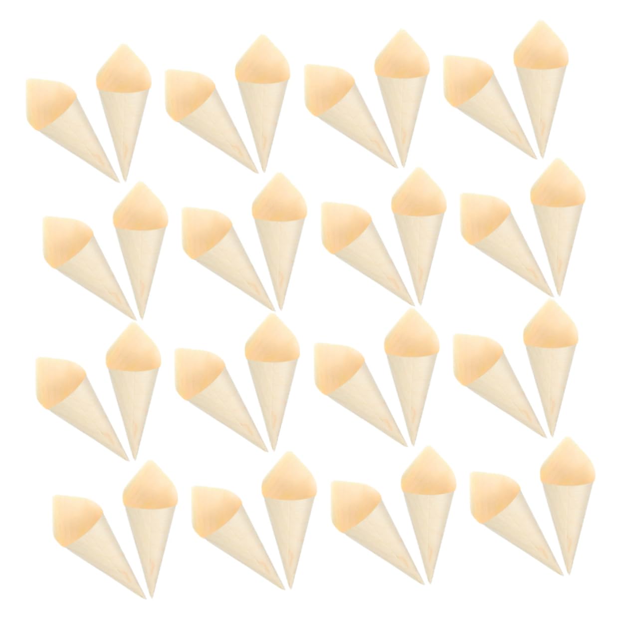 PartyKindom Wooden Waffle Cone Holder 50pcs Disposable Wood Cones for Ice Cream Mini Cones Charcuterie Party Use
