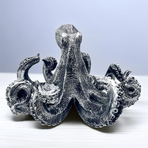Estatua Vintage de Pulpo 10 Pulgadas Plateada miniatura 3