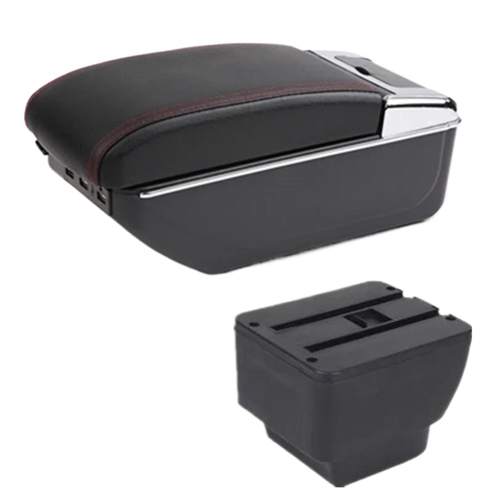 NOKRGQW Car Armrest Box For MAZDA 2 Car Armrest Centra Storage Box Interior Dedicated Retrofit Parts Accessories(D1 red line 7USB)