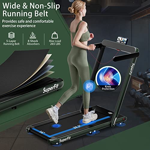 Image of Goplus 2 in 1 Folding Treadmill, 2.25HP Superfit Under Desk Electric Treadmill, Installation-Free with Remote Control, APP Control and LED Display, Walking Jogging for Home Office