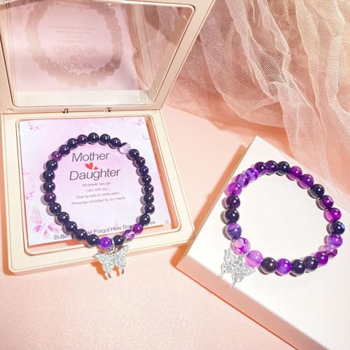 Image of Mother Daughter Bracelets, Koala Bear Bracelet Koala Gifts, Butterfly Heart Bracelets Inspirational Gifts for Mom Daughter