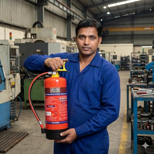 Image of Secure Guard ABC Powder Type 6 Kg Fire Extinguisher Red Fire Extinguisher ISI Mark with Wall Mount Hook and How to use Instruction Manual for Home, Kitchen, Office, School and Industrial Use