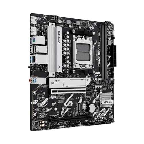 Prime B850M-K - Scheda madre AMD Micro-ATX, 8+2+1 fasi di alimentazione, DDR5, PCIe 5.0, 2 slot M.2, Ethernet Realtek 2,5 GB, DisplayPort, HDMI, USB-A 10 Gbps, USB-C 5 Gbps, Aura Sync - Scheda madre - Immagine 1