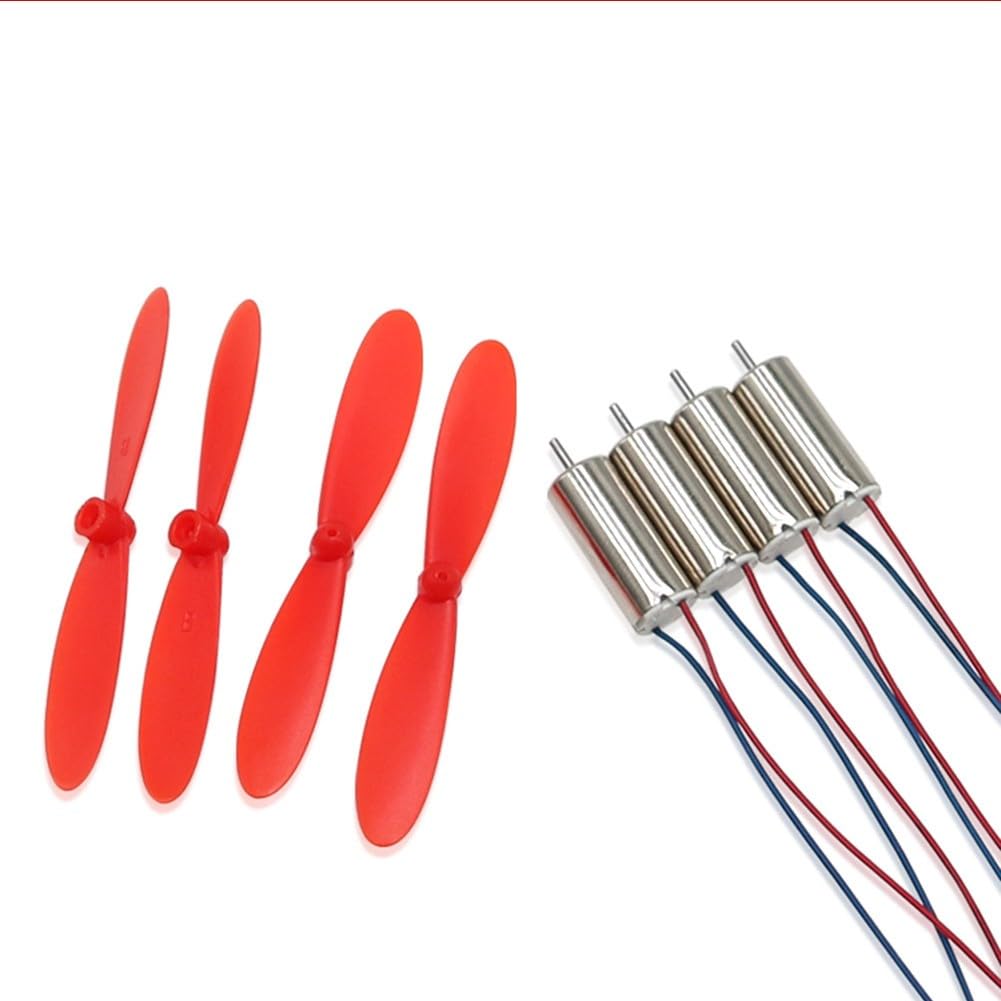 EasyByMall Paquete de 4 motores CC sin núcleo de 7 x 16 mm, 3,7 V, 45000 RPM con hélices para mini helicóptero, dron, cuadricóptero, piezas de reparación