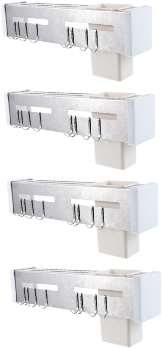 Mipcase 4pcs Wall-mounted Knife Holder Organizer Multi-function Utensil Storage Draining Space-saving Design for Kitchen Cutting Board