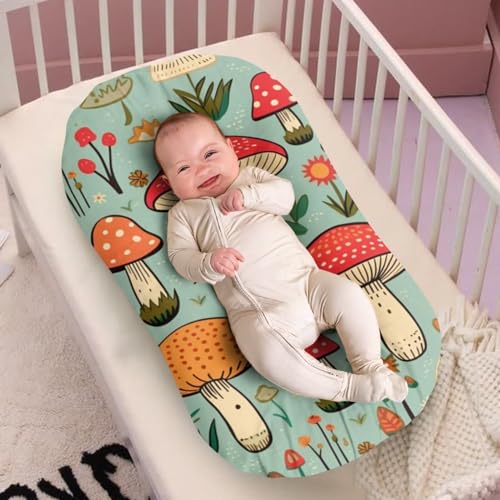 Image of ZOUTAIRONG Mushroom FlowerSoft Bassinet Sheets Dinosaur Comfy Polyester Cradle Sheets for Baby Boys Girls Universal Fit for Most Cradle and Bassinet Mattress Blue