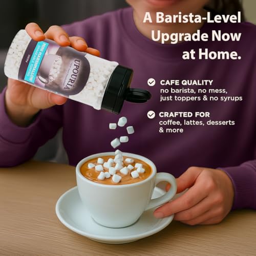 Image of Upouria Mini Marshmallow Beverage and Dessert Topper, Rich Flavor Enhancer for Coffee, Hot Chocolate, Ice Cream, 2.5oz