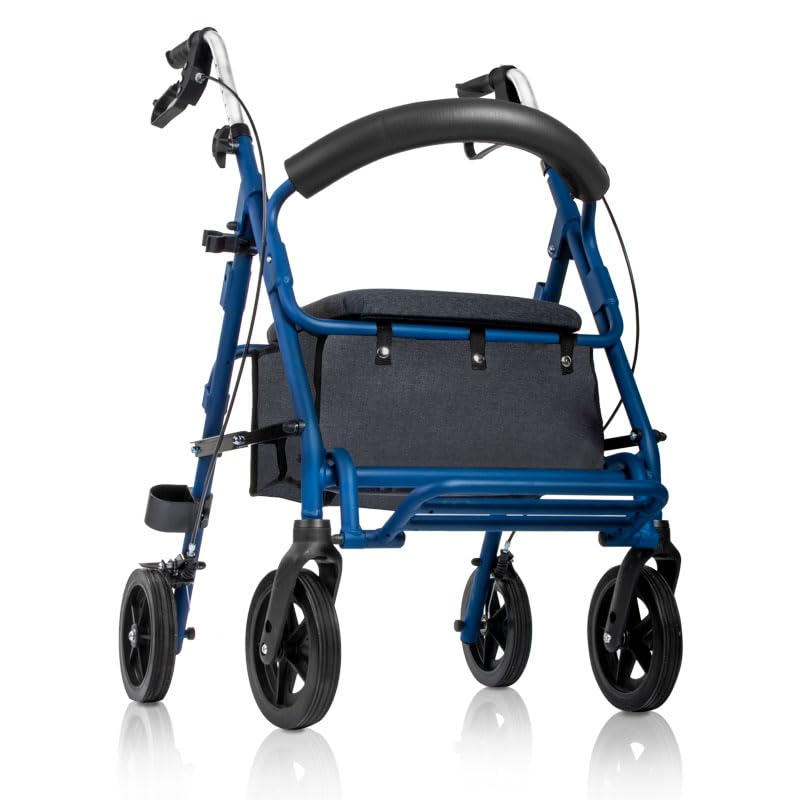 Andador para Adultos con Asiento y Ruedas – Aluminio Ligero con Frenos de Seguridad, Plegable – Licencia Sanitaria – Ideal para Personas Mayores