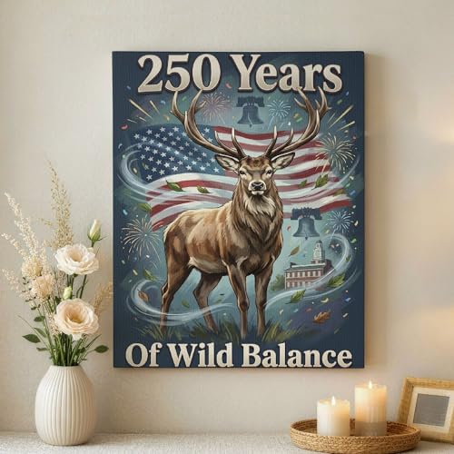 Toile cerf marron Wild Balance 40x50 cm pour salon rustique