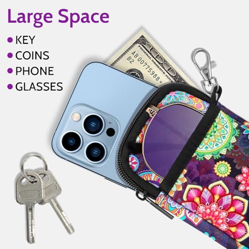 Image of Hifot 2 Pack Double Soft Glasses Case with Carabiner Hook, Ultra Light Portable Neoprene Eyeglasses Pouch with Zipper