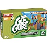 Go-GURT Minecraft Strawberry Redstone and Vanilla Quartz Kids Fat Free Yogurt Variety Pack, Gluten Free, 2 oz Yogurt Tubes (20 Count)