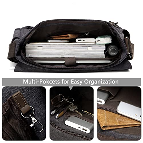 Men Women Messenger Bag Vintage Water Resistant Waxed Canvas 17'' Laptop Briefcase Padded Shoulder Bag4