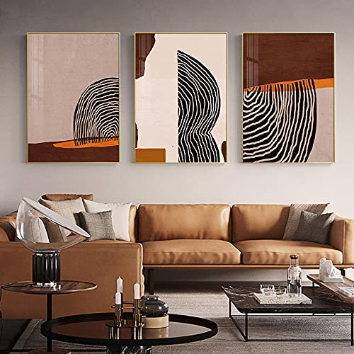 Affiche murale géométrique pour créer un salon scandinave chaleureux | Toile 70x100cm x3