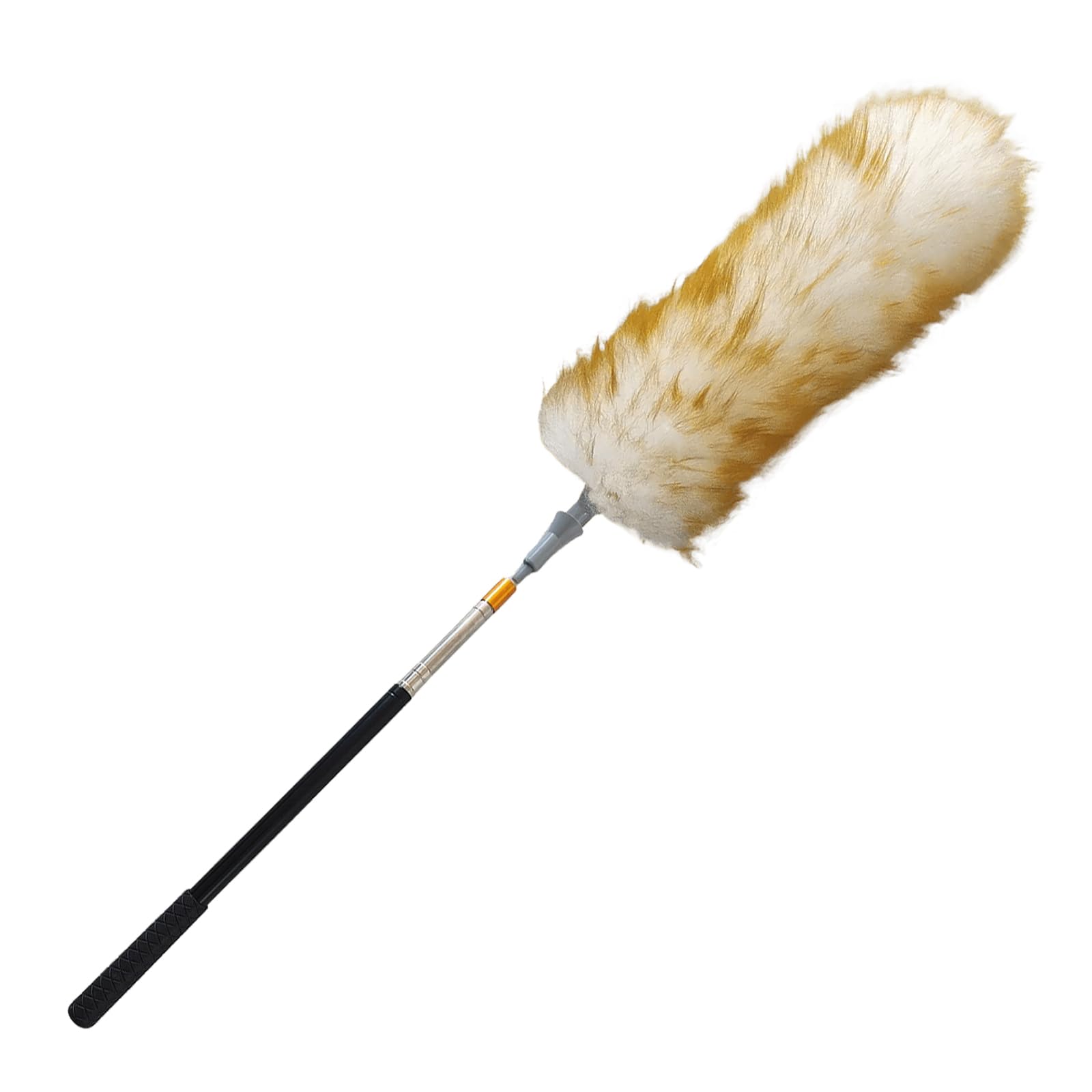 Wi8parts Lambswool Duster, Extendable Washable Telescopic Duster up to 153cm, Natural Wool Duster for Cleaning Ceiling Fans, Window Blinds, Car Interiors, Computer, Shelves (Yellow)