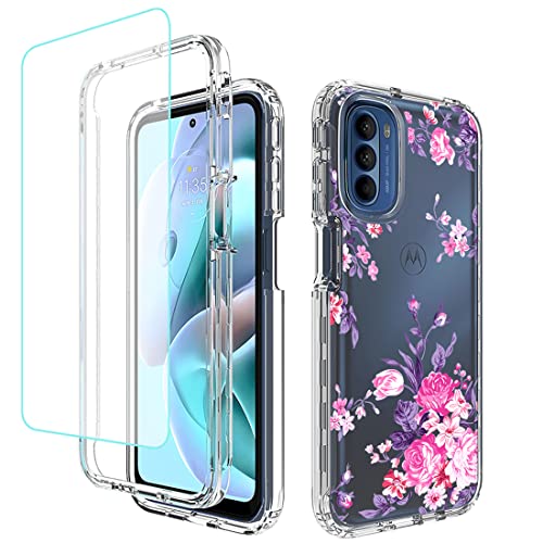 Écran brisé évité grâce à la coque Moto G31 antichoc souple avec verre rose