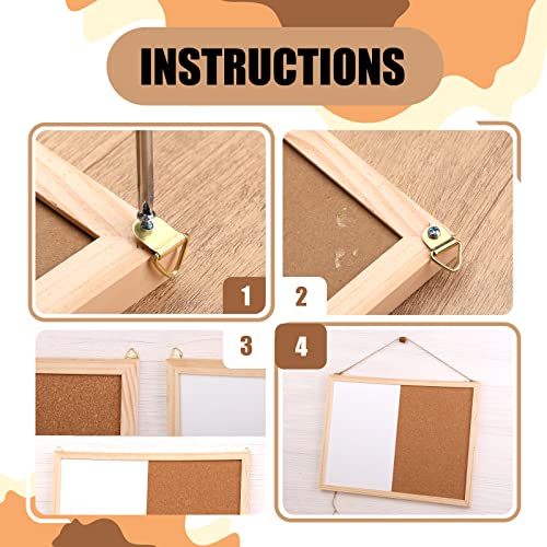 Imzay Combination Small Whiteboard Cork-Board Set, 16" X 12" Wooden Frame Magnetic Dry Erase Board Mini Bulletin Cork Board With Gaskets, Push Pins, Eye Bolts, Screws For School, Home & Office #TOP2