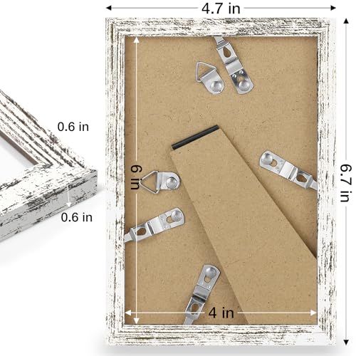 decorUhome 4x6 Picture Frame, Display Pictures 3.5x5 with Mat or 4x6 without Mat, Wall & Tabletop Display Photo Frame, Distressed White, 1 Pack